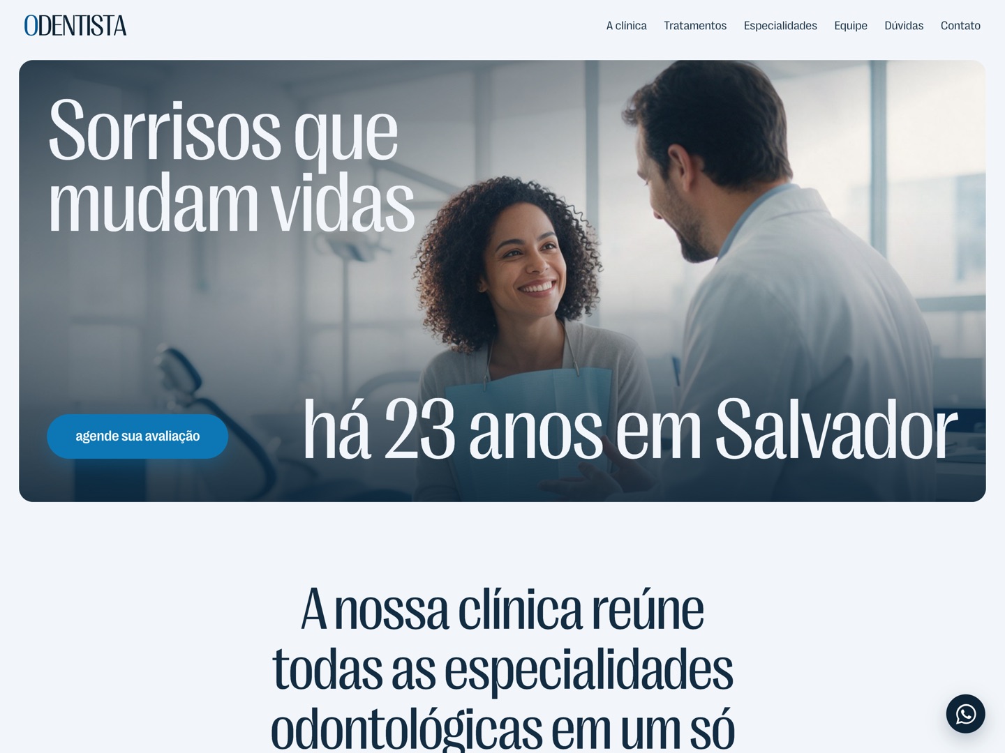 Site da ODENTISTA, clínica odontológica em Salvador